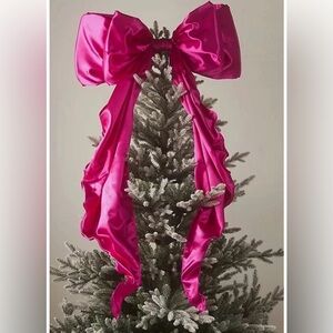 Anthropologie PINK Satin Bow Tree Topper